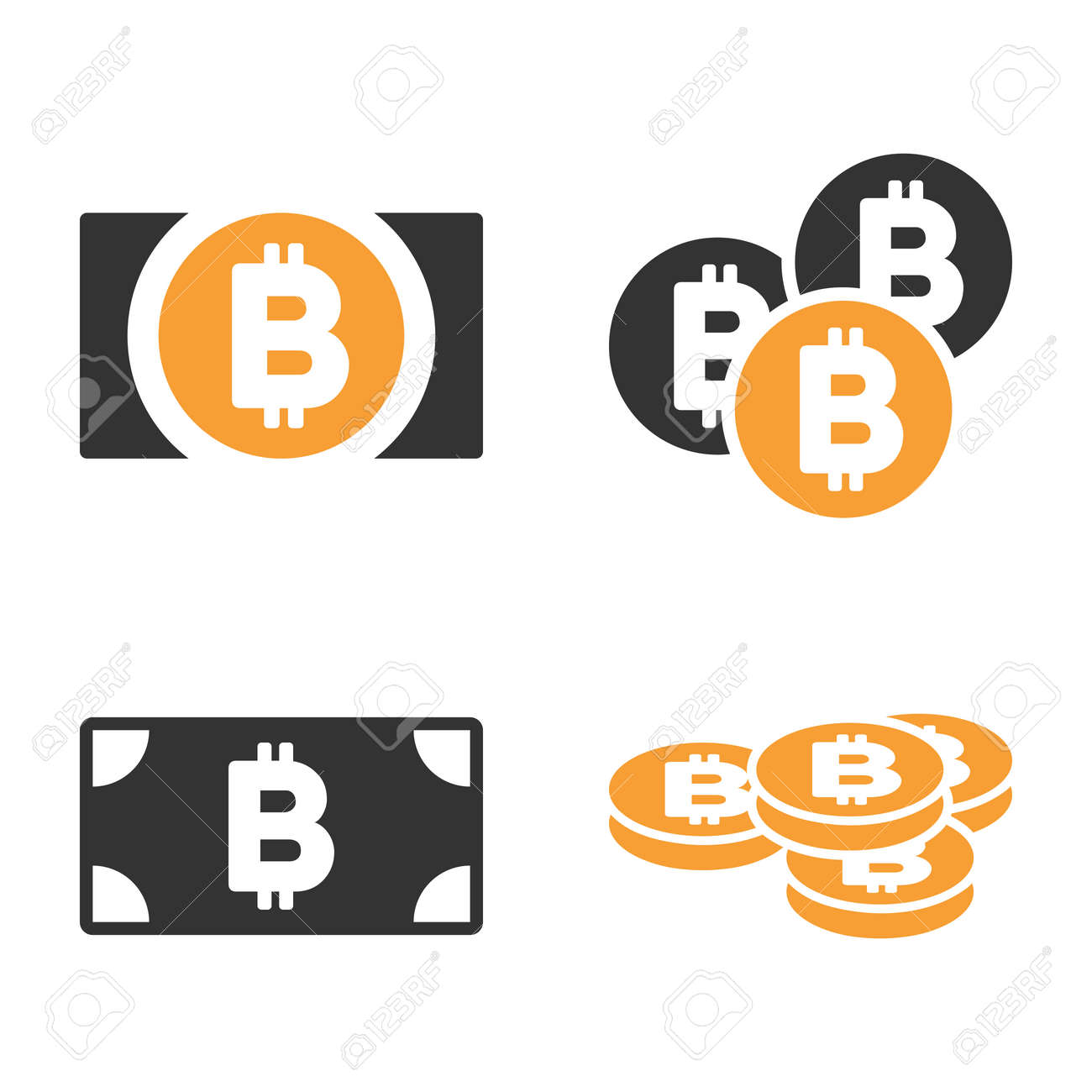 Bitcoin Cash Vector Icon Set Style Is Bicolor Flat Symbols - 